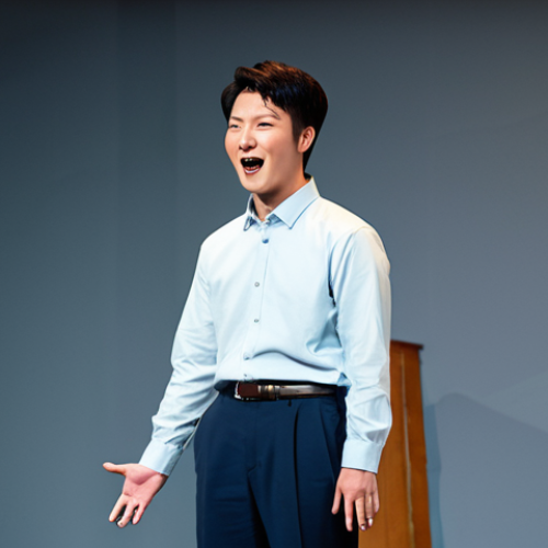 Home 24 A young Korean comedian, Yang Se-Hyung, in modest, professional stage attire, performing an energetic stand-up routine on a well-lit, humble comedy club stage. He has a passionate expression and is using dynamic, natural gestures, conveying his raw talent and indomitable spirit. The background features a subtly blurred audience. Professional photography, high quality, natural lighting, fully clothed, appropriate attire, safe for work, appropriate content, family-friendly, perfect anatomy, correct proportions, natural pose, well-formed hands, proper finger count, natural body proportions.