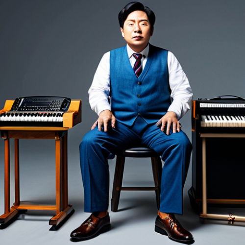 Home 23 **
A versatile artist, Lee Sangmin, transitioning from music to comedy, fully clothed, in appropriate attire. The background showcases elements of both musical instruments and comedic props, safe for work, professional, perfect anatomy, natural proportions.
**